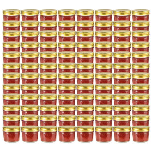 Frascos de vidro com tampas douradas 96 pcs 110 ml