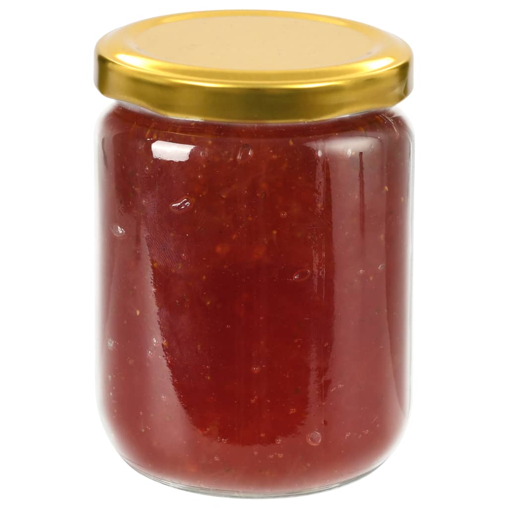 Frascos de vidro com tampas douradas 48 pcs 230 ml