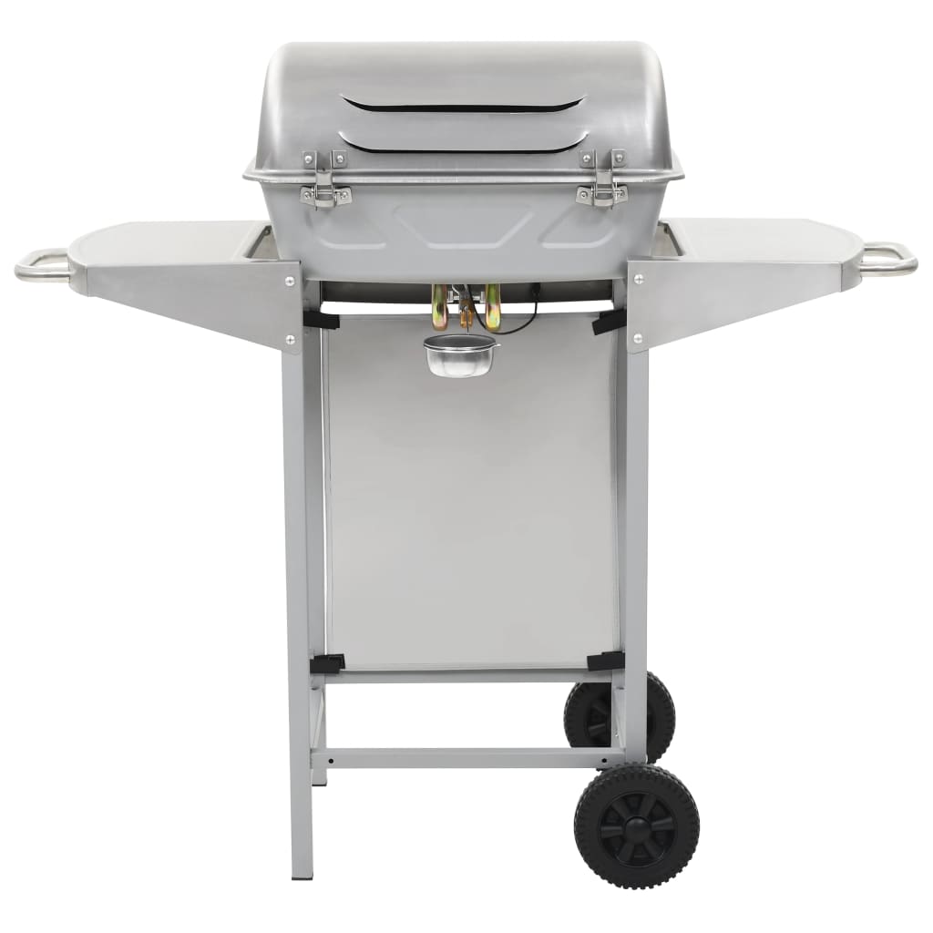 Grelhador a gás com 2 zonas de cozinhar aço inoxidável prateado
