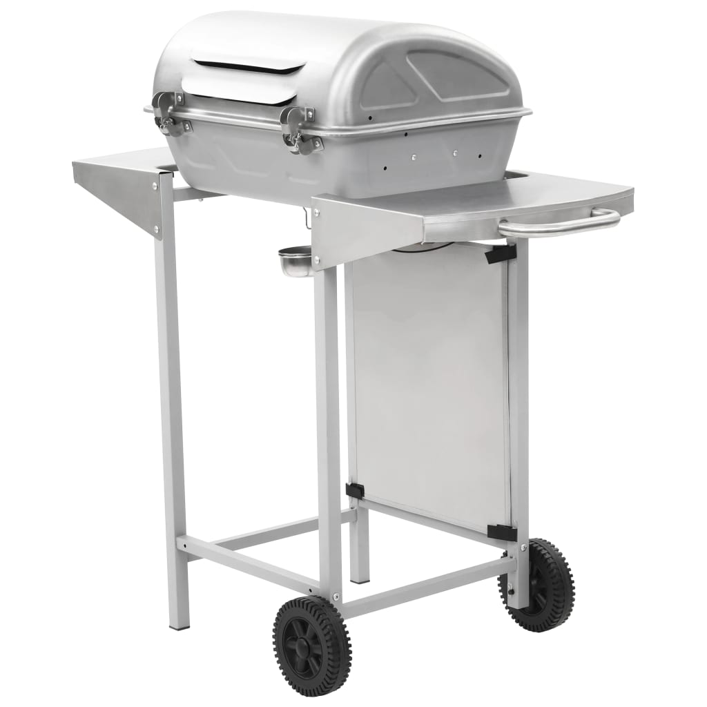 Grelhador a gás com 2 zonas de cozinhar aço inoxidável prateado