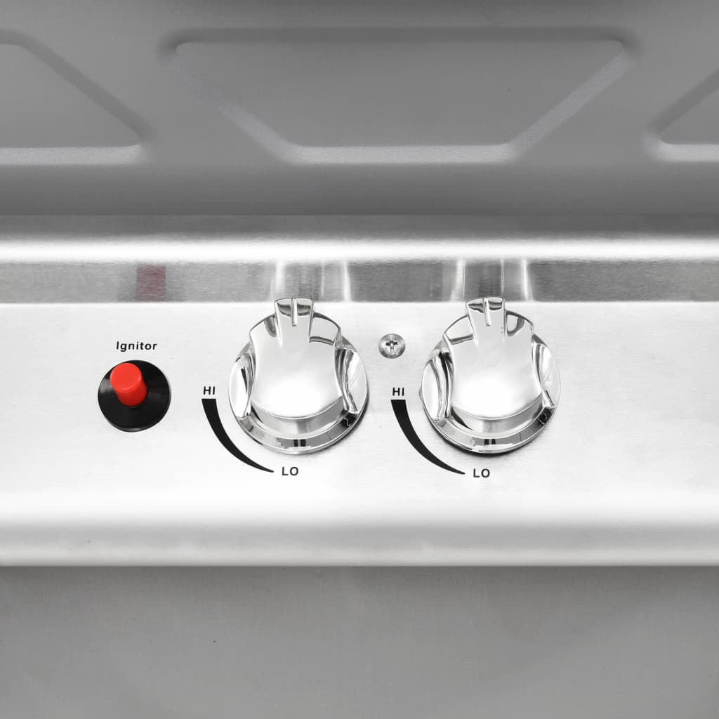 Grelhador a gás com 2 zonas de cozinhar aço inoxidável prateado