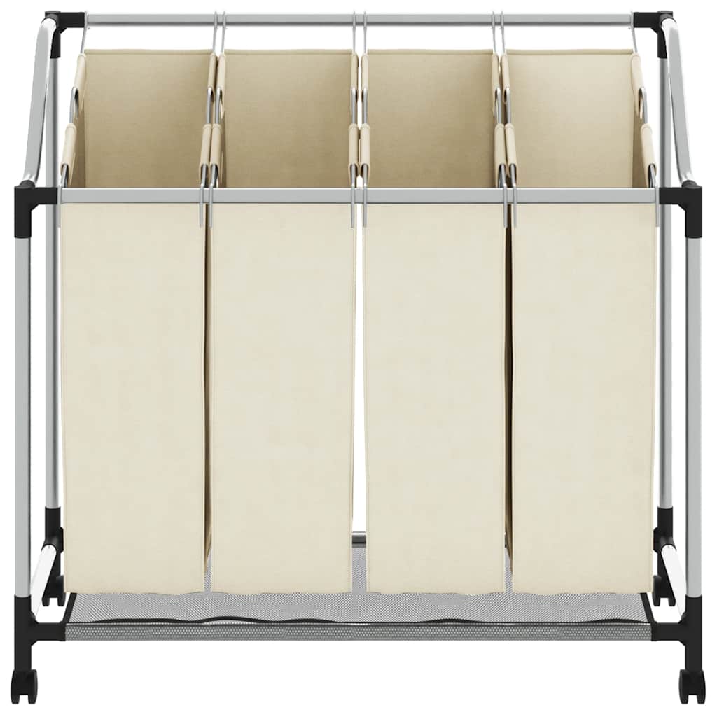 Separador de roupa suja com 4 sacos aço creme