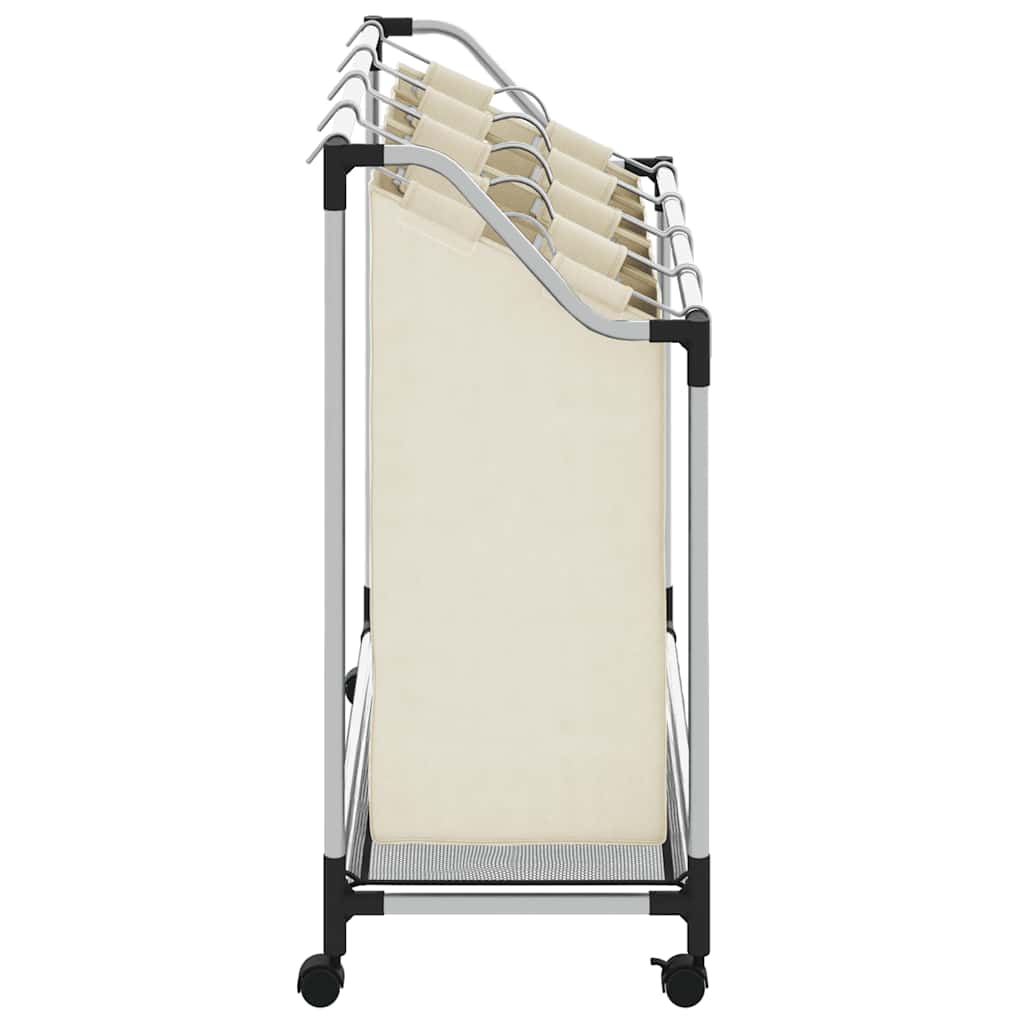Separador de roupa suja com 4 sacos aço creme