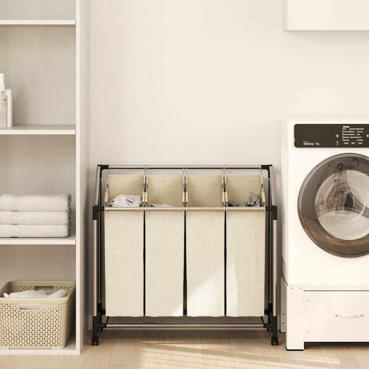 Separador de roupa suja com 4 sacos aço creme