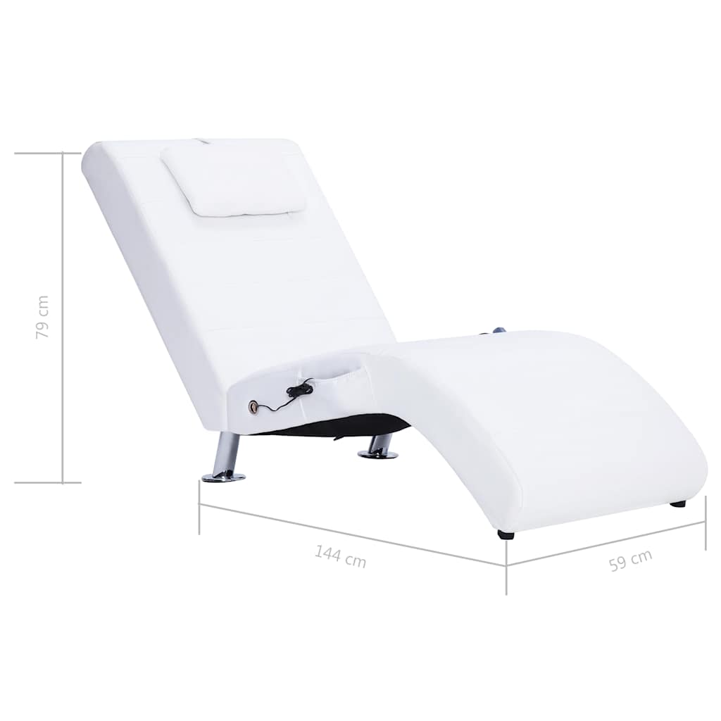 Chaise longue de massagem c/ almofada couro artificial branco