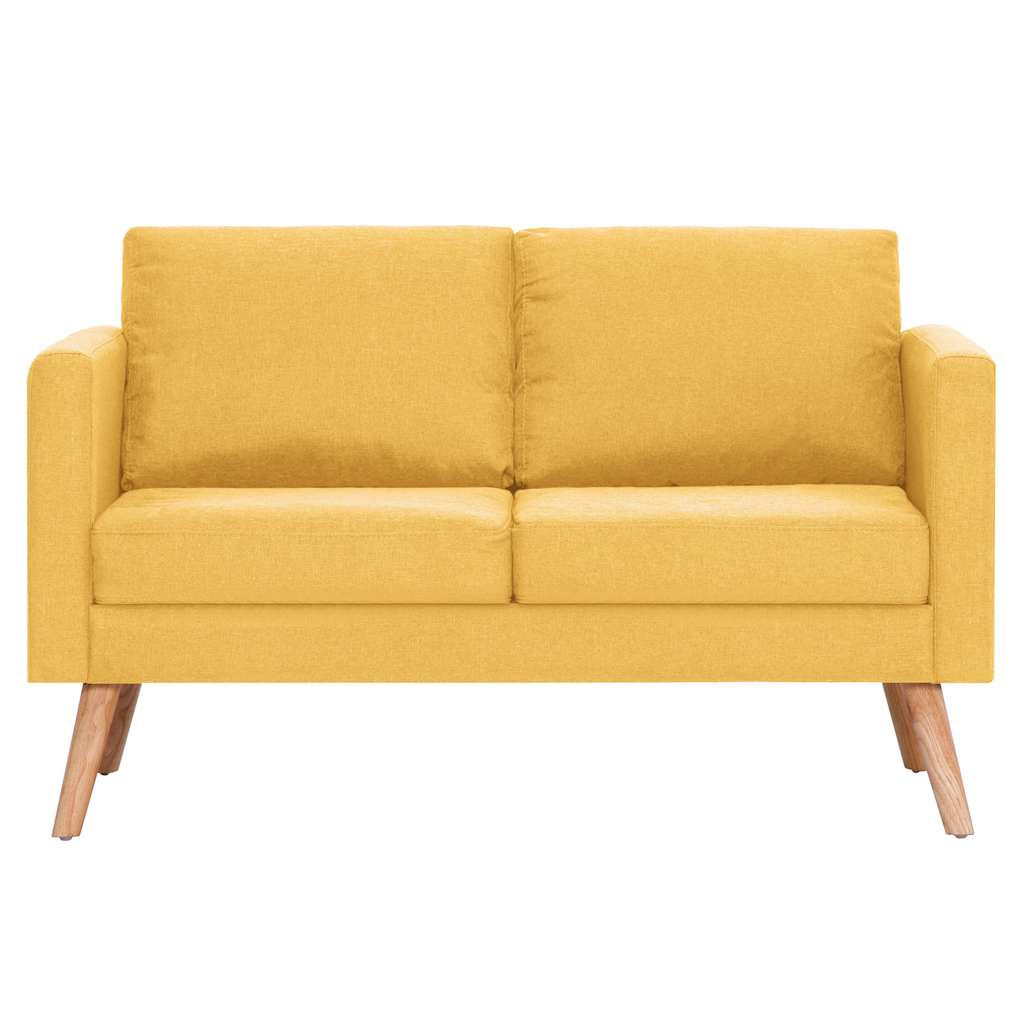 Sofá de 2 lugares em tecido amarelo