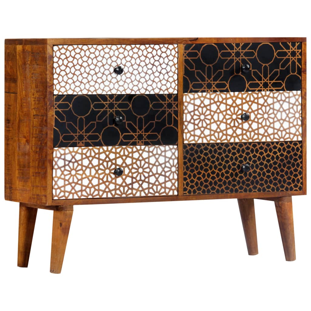 Aparador com estampagem 90x30x70 cm madeira mangueira maciça