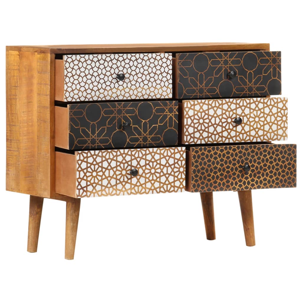 Aparador com estampagem 90x30x70 cm madeira mangueira maciça