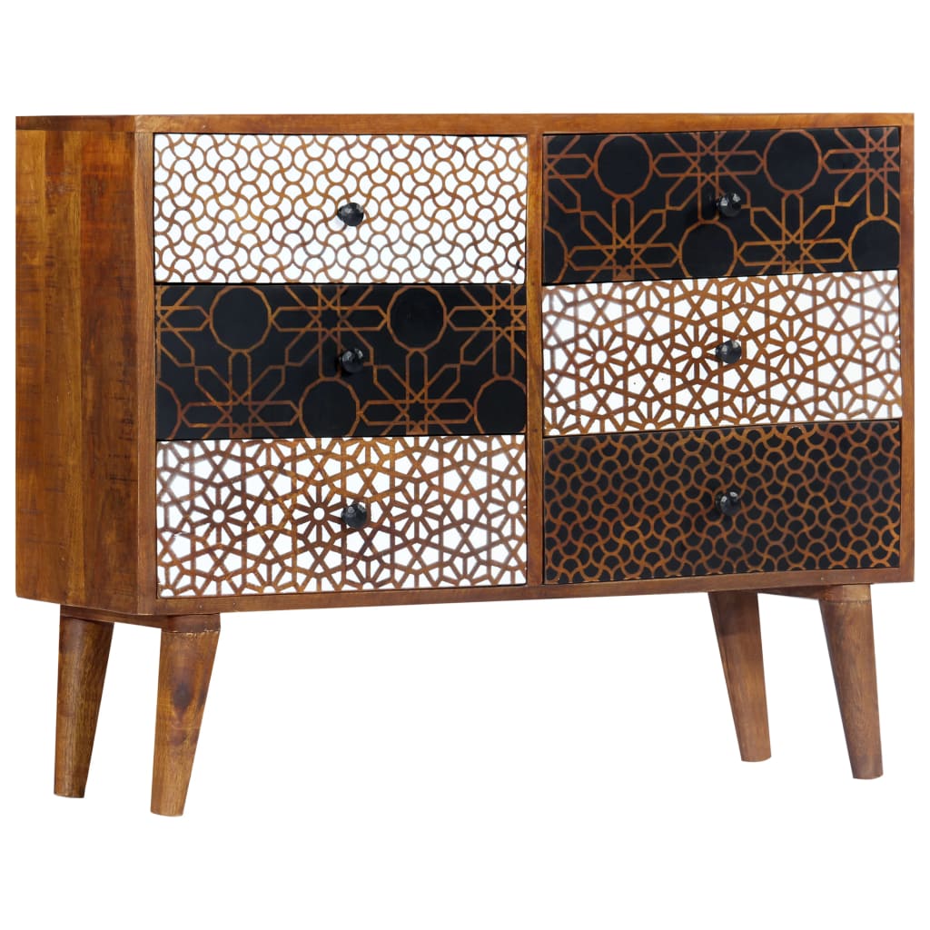Aparador com estampagem 90x30x70 cm madeira mangueira maciça