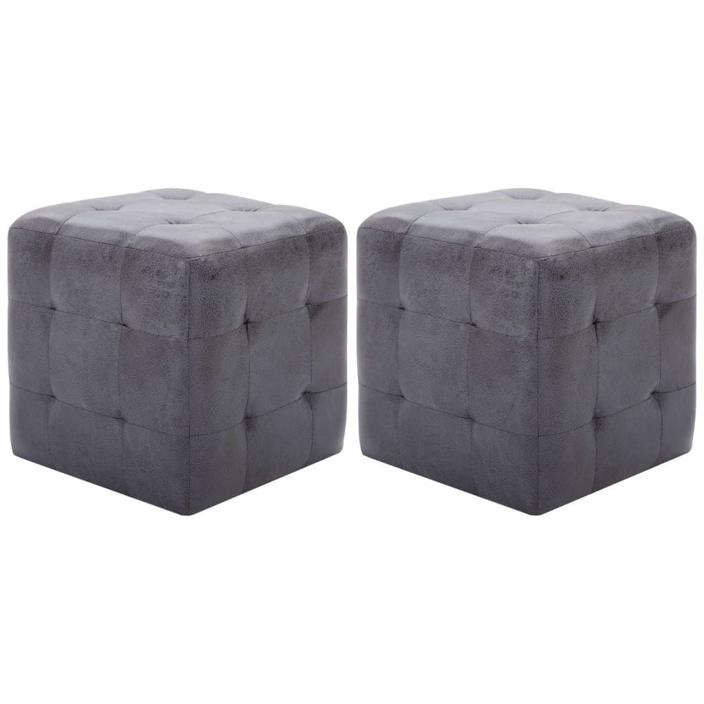 Mesas de cabeceira 2pcs 30x30x30 cm camurça artificial cinzento
