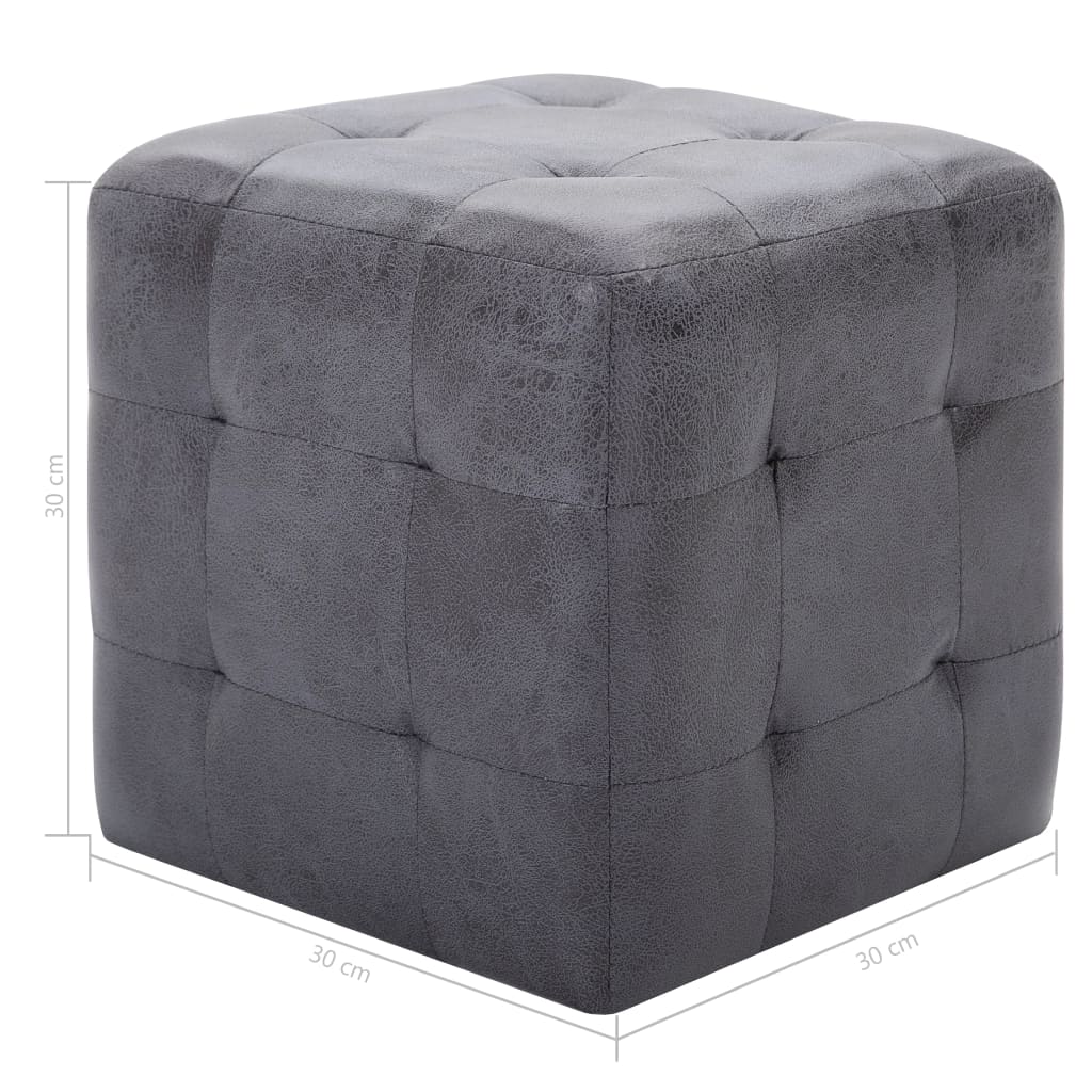 Mesas de cabeceira 2pcs 30x30x30 cm camurça artificial cinzento