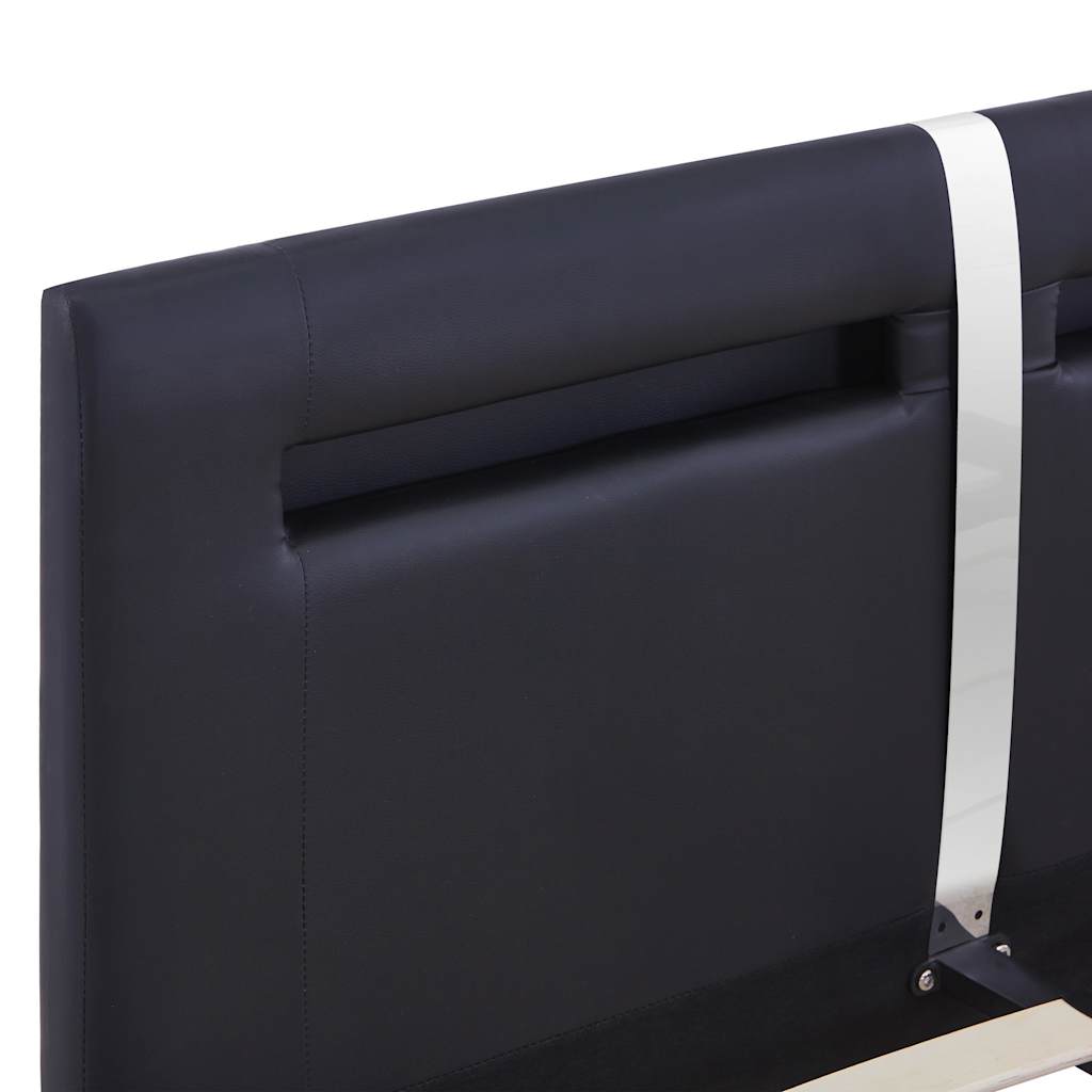 Estrutura de cama com LED 140x200 cm couro artificial preto