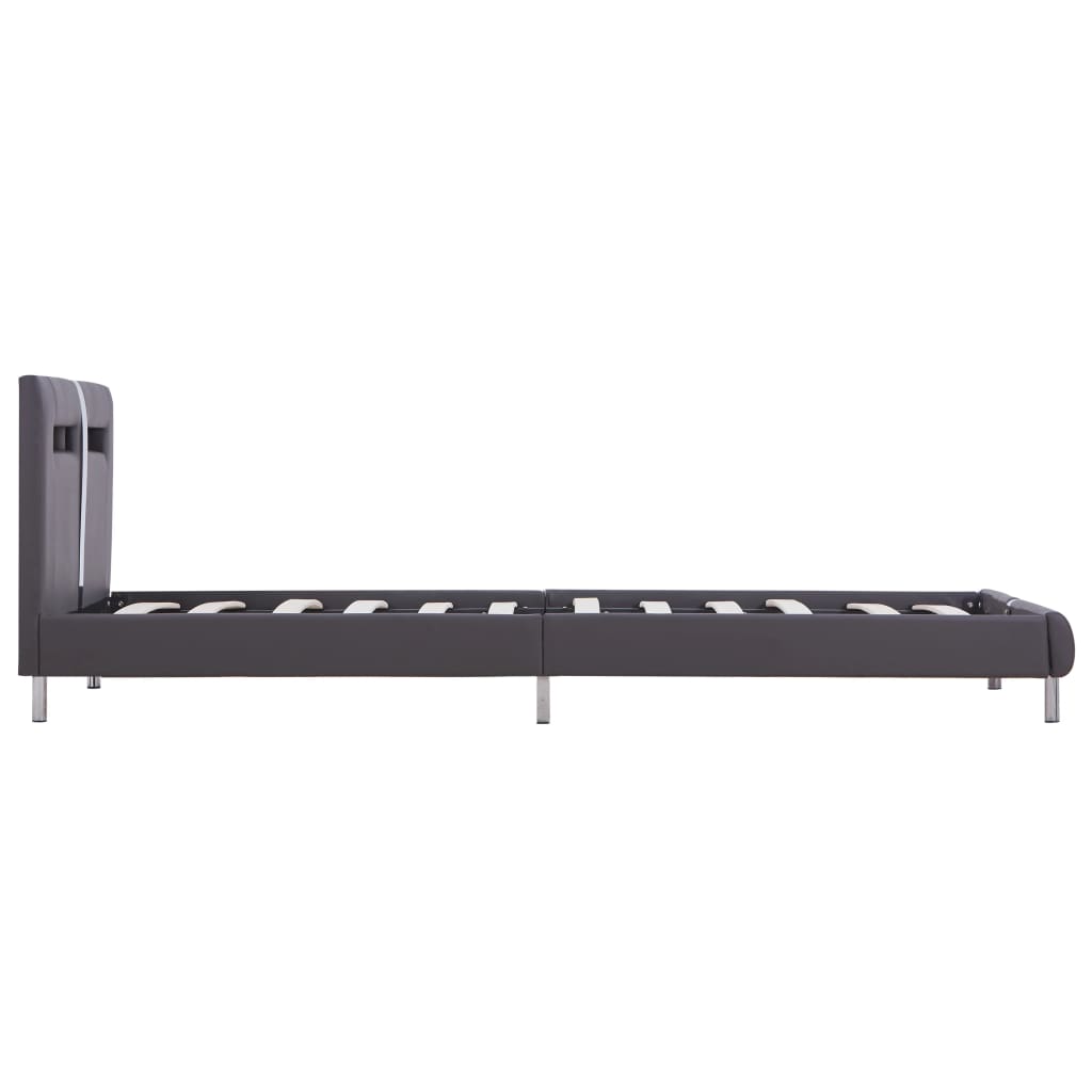 Estrutura de cama c/ LEDs 90x200 cm couro artificial cinzento