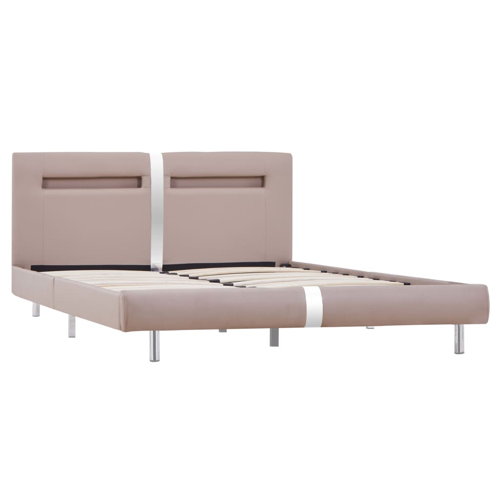 Estrutura de cama c/ LEDs 120x200cm couro artificial cappuccino