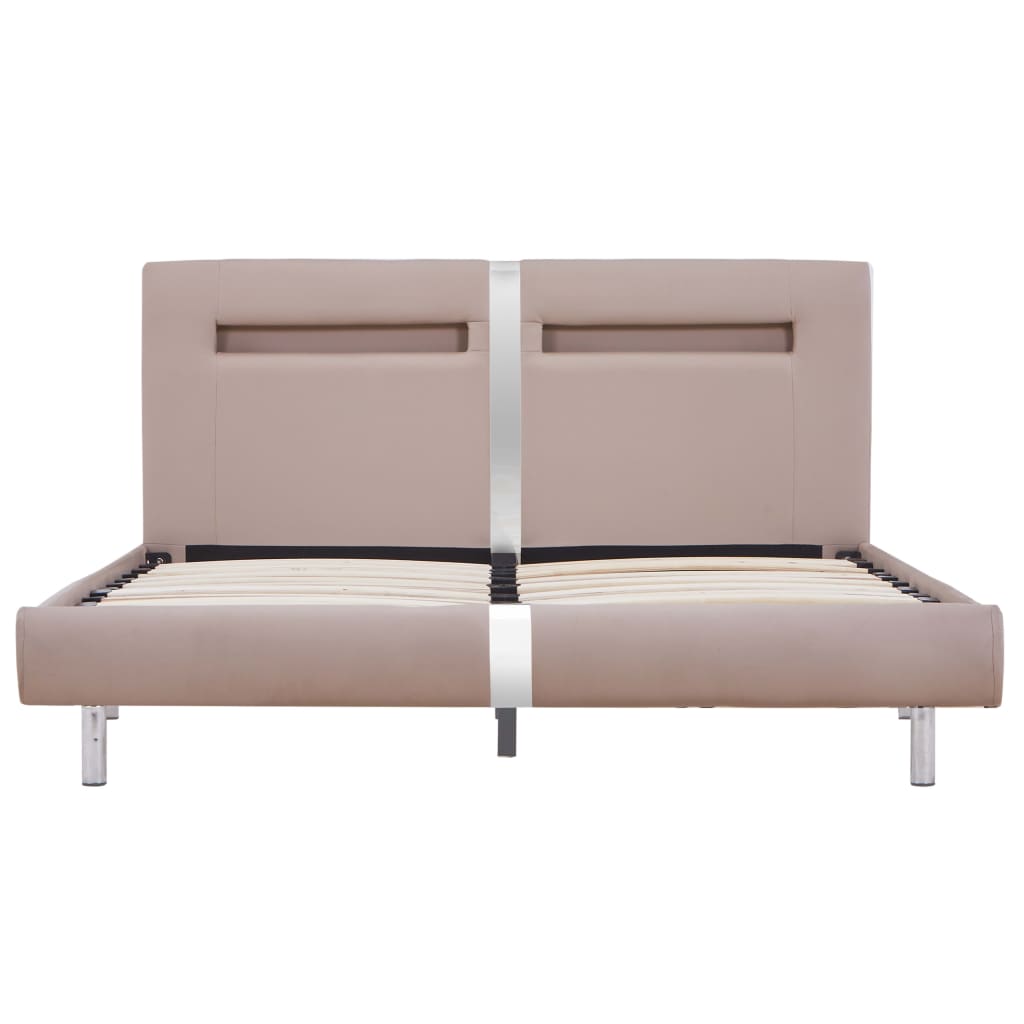 Estrutura de cama c/ LEDs 120x200cm couro artificial cappuccino