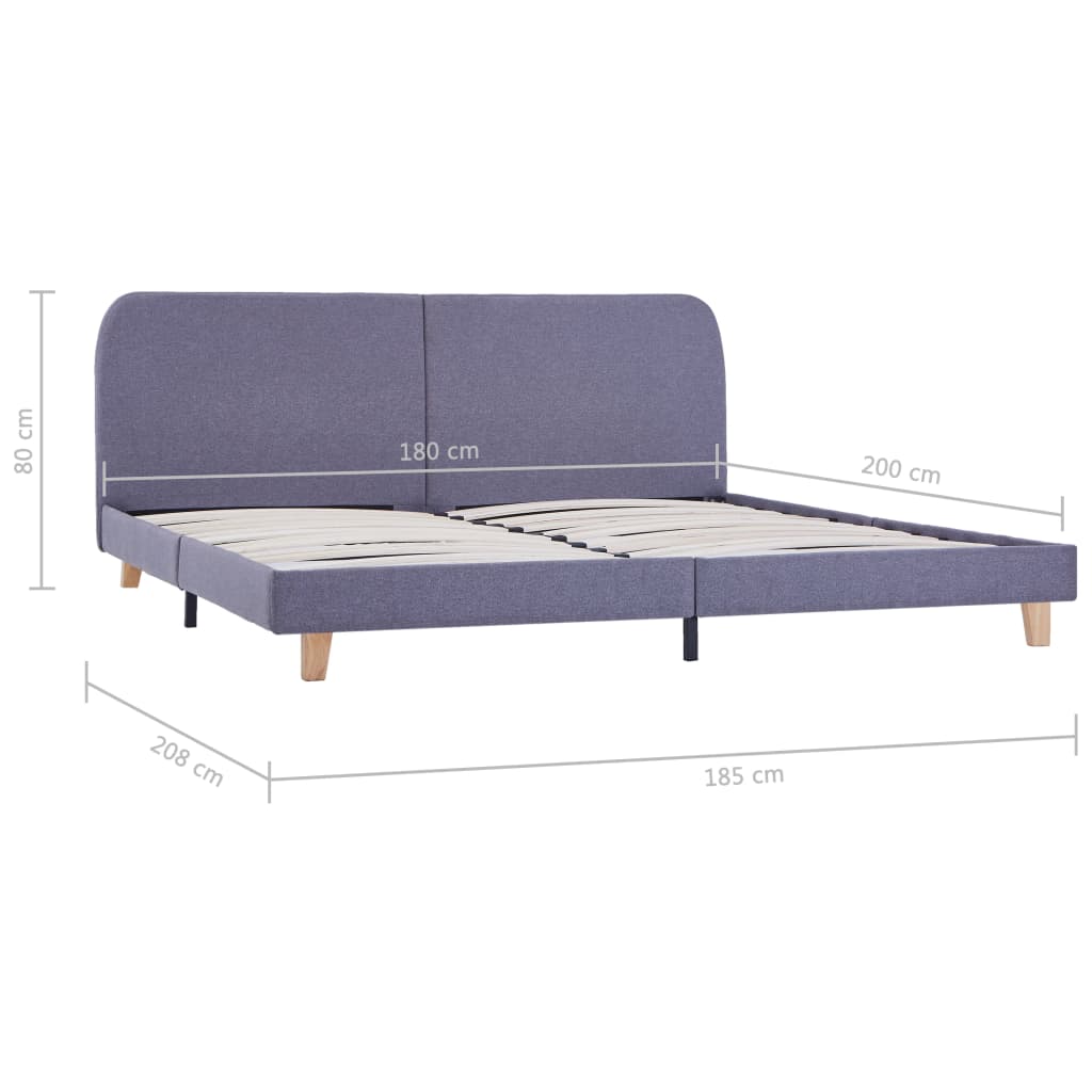 Estrutura de cama em tecido 180x200 cm cinzento-claro