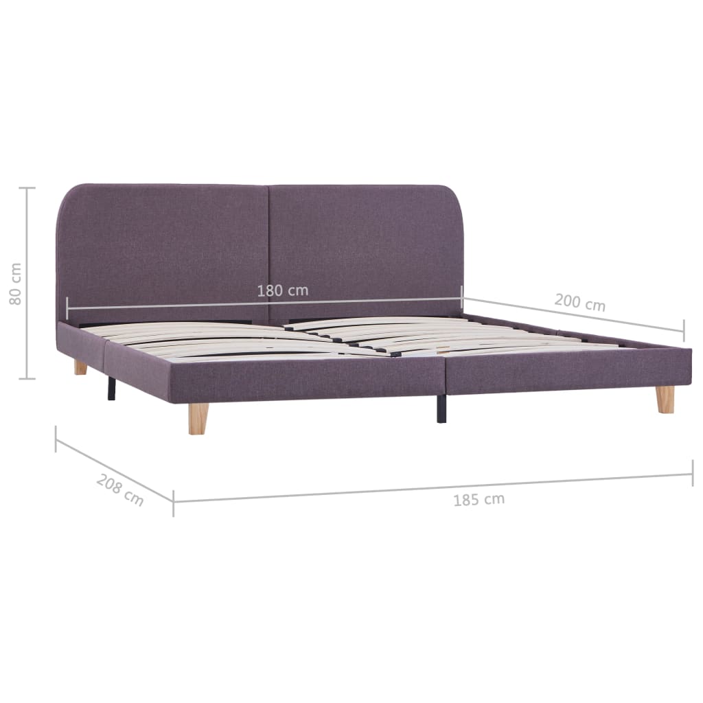 Estrutura de cama 180x200 cm tecido cinzento-acastanhado