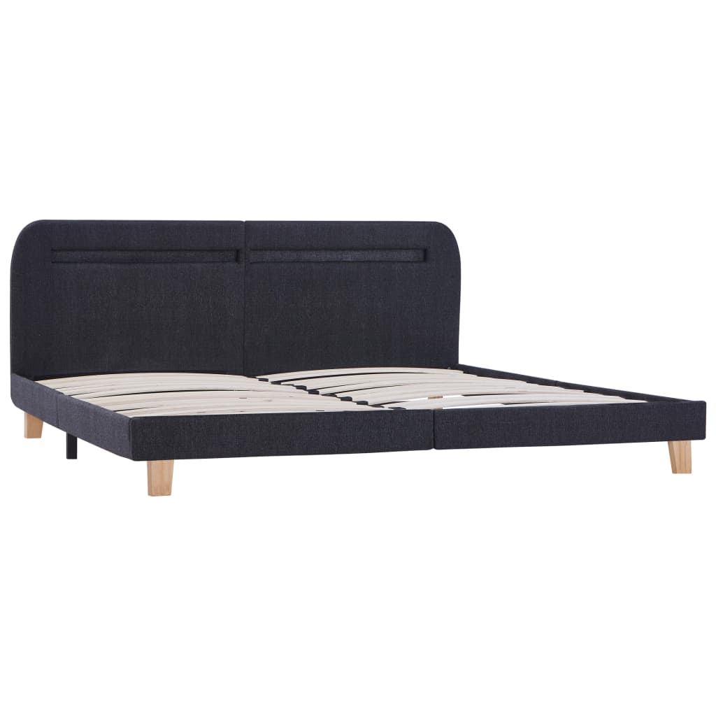 Estrutura de cama com LEDs em tecido 180x200 cm cinzento-escuro