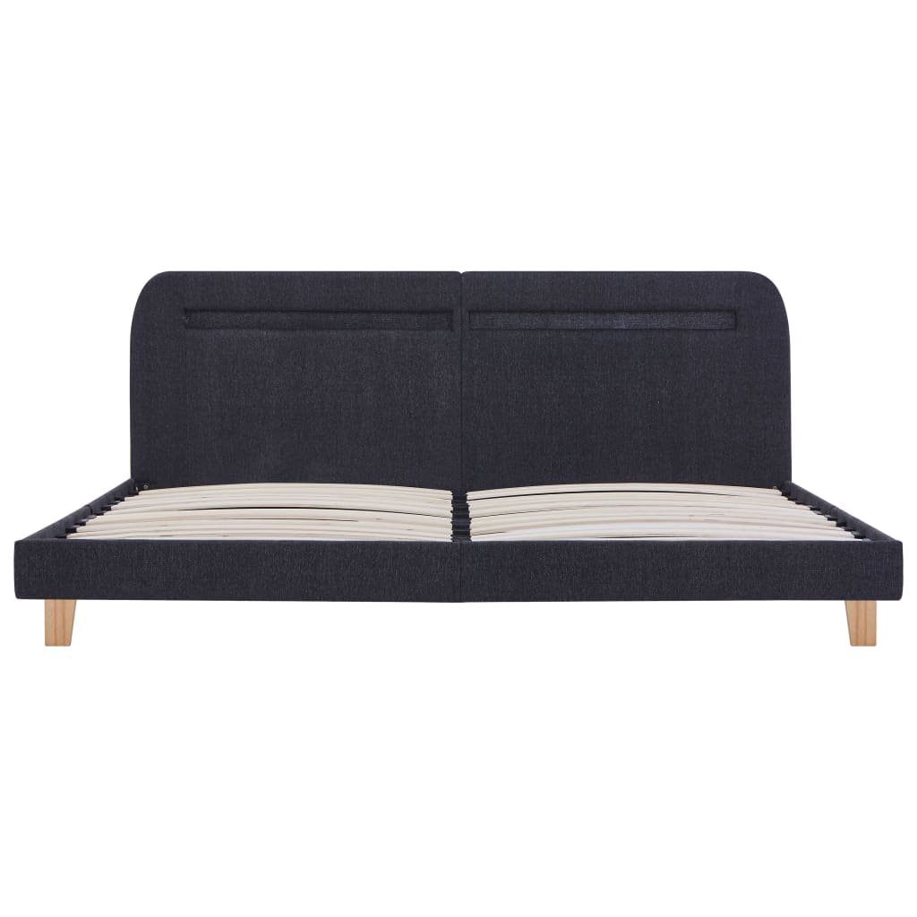 Estrutura de cama com LEDs em tecido 180x200 cm cinzento-escuro