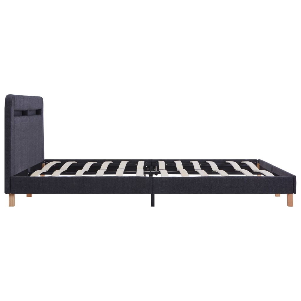 Estrutura de cama com LEDs em tecido 180x200 cm cinzento-escuro