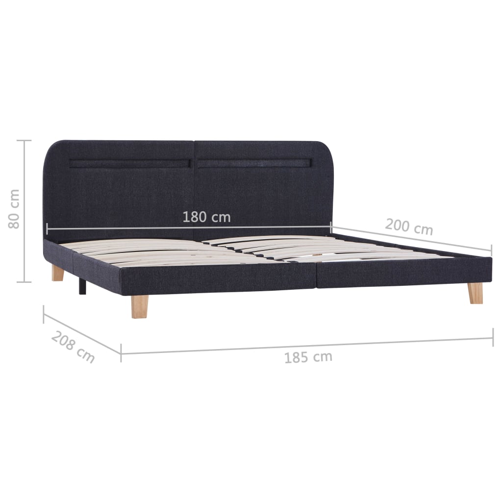 Estrutura de cama com LEDs em tecido 180x200 cm cinzento-escuro