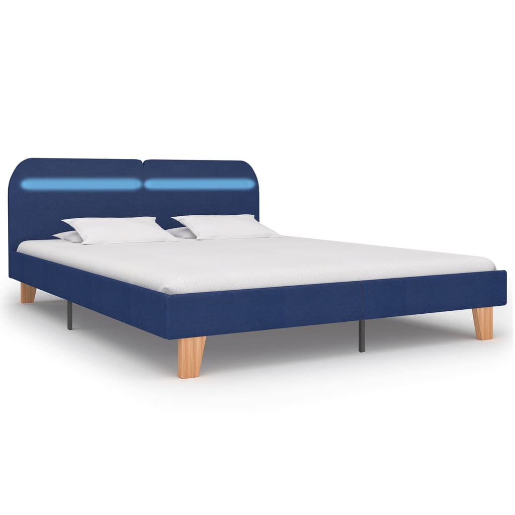 Estrutura de cama com LED em tecido 160x200 cm azul