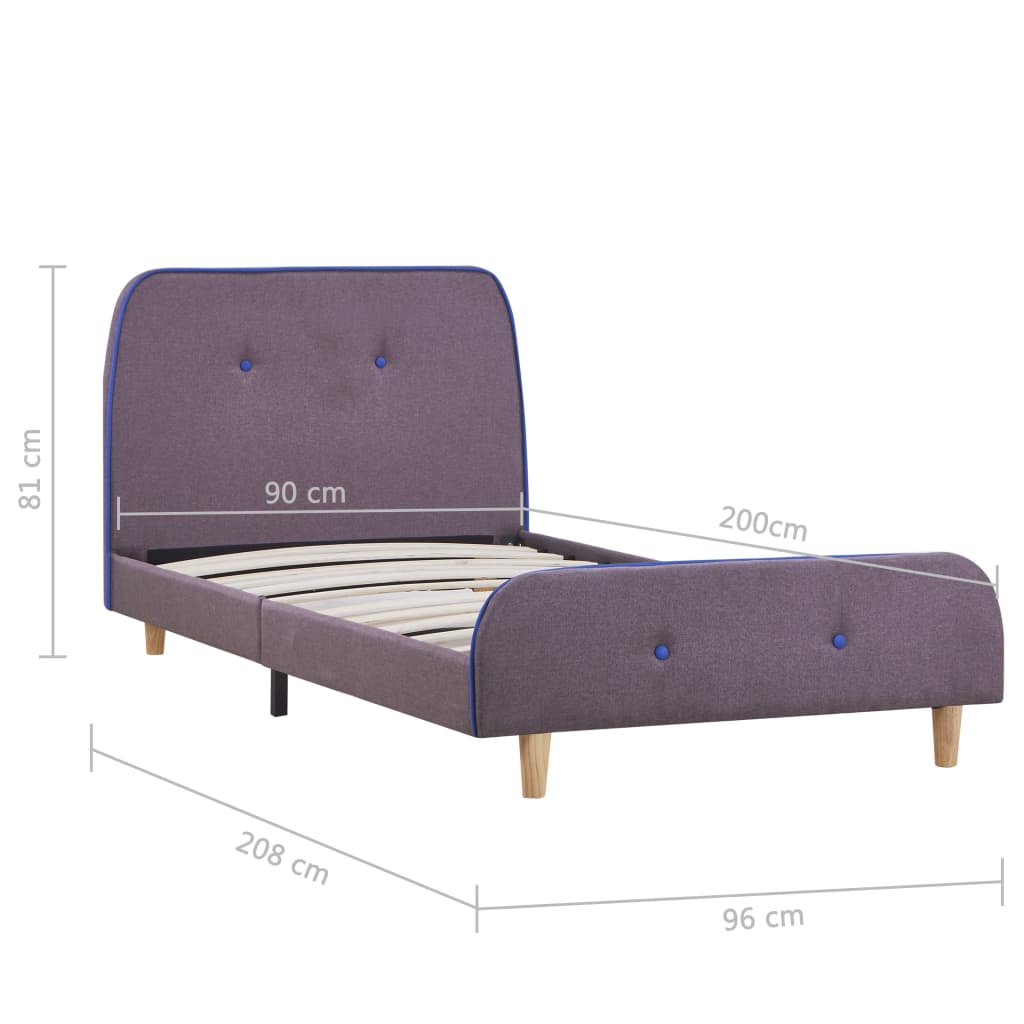 Estrutura de cama 90x200 cm tecido cinzento-acastanhado