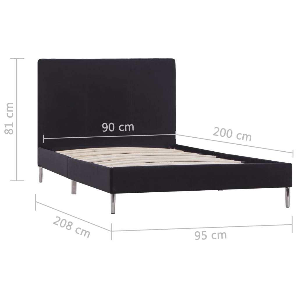 Estrutura de cama 90x200 cm tecido preto