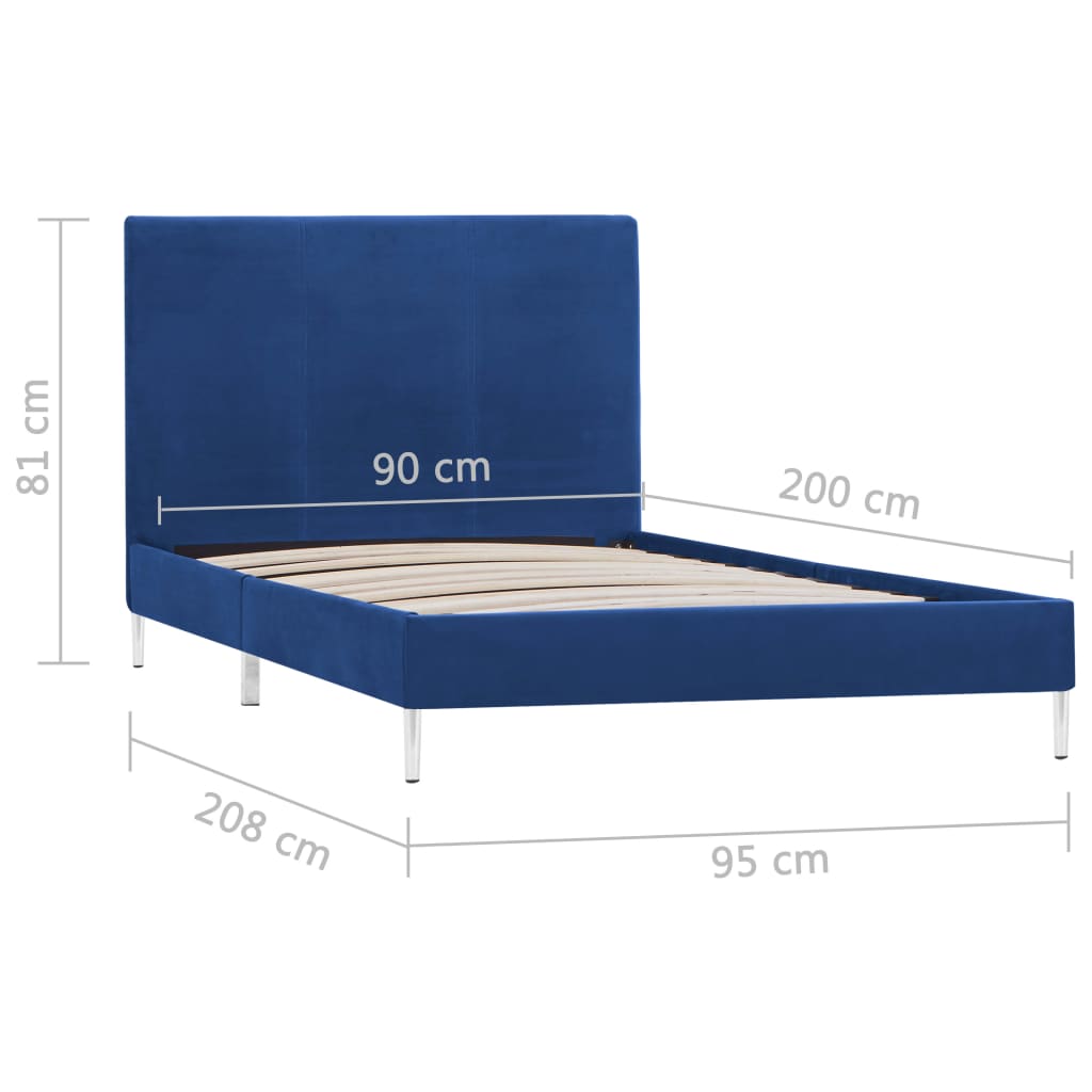 Estrutura de cama 90x200 cm tecido azul