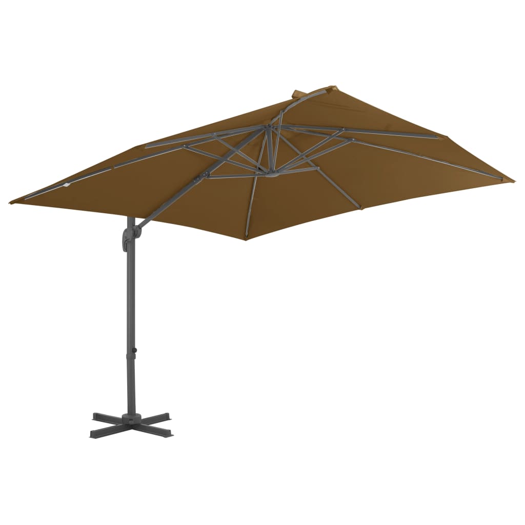 Guarda-sol de jardim com base portátil cinzento-acastanhado