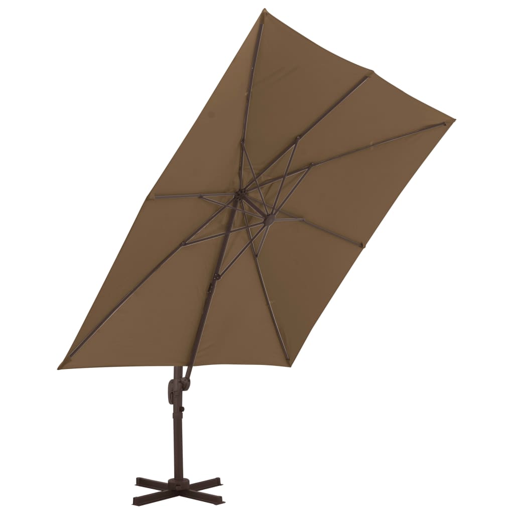 Guarda-sol de jardim com base portátil cinzento-acastanhado