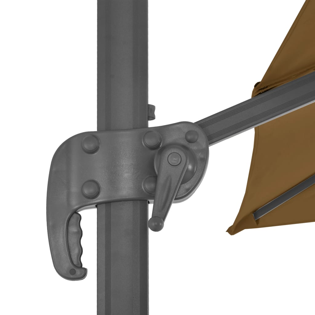 Guarda-sol de jardim com base portátil cinzento-acastanhado
