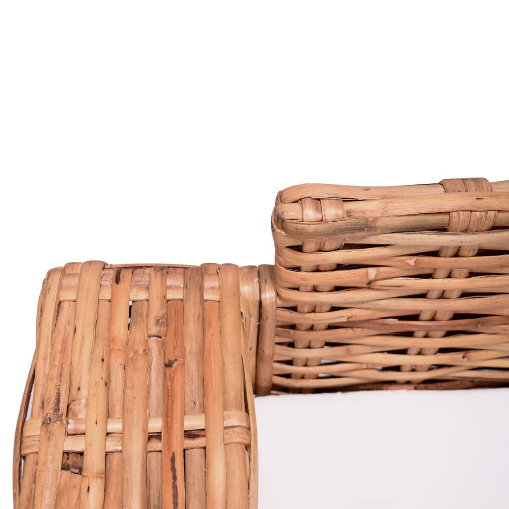 2 pcs conjunto sofás de jardim com almofadões vime natural