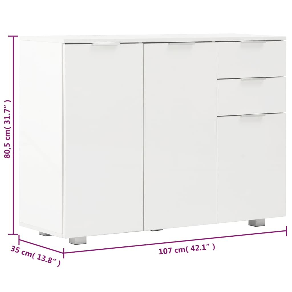 Aparador 107x35x80,5 cm branco brilhante