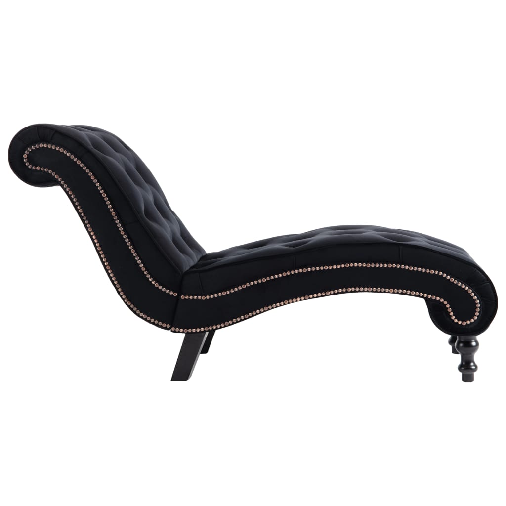 Chaise longue em veludo preto