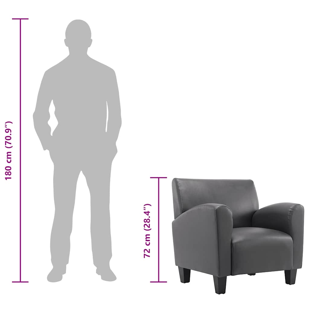 Poltrona em couro artificial cinzento