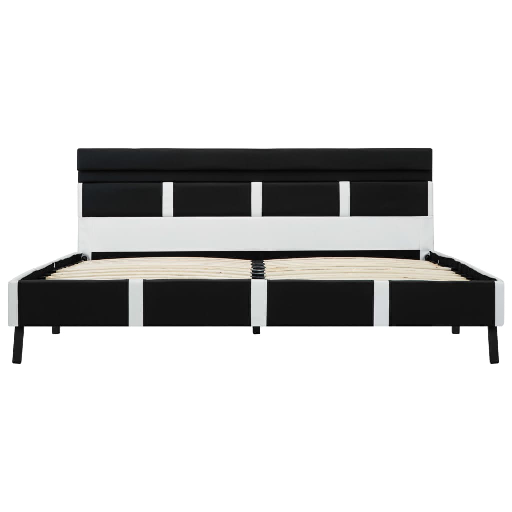 Estrutura de cama c/ LED 120x200 cm couro artificial preto