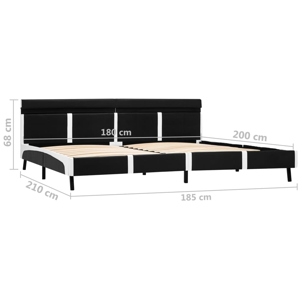 Estrutura de cama c/ LED 180x200 cm couro artificial preto
