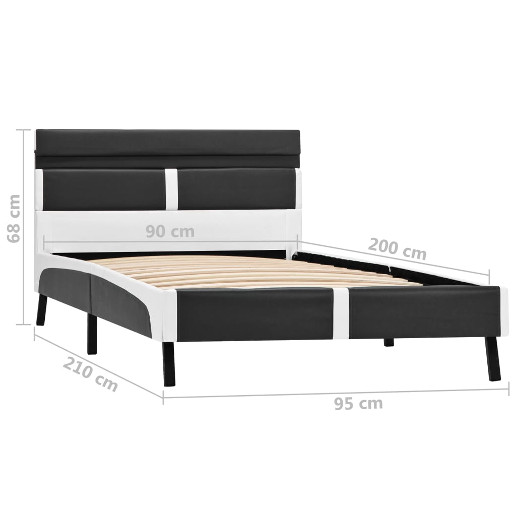 Estrutura de cama c/ LED 90x200 cm couro artificial cinzento