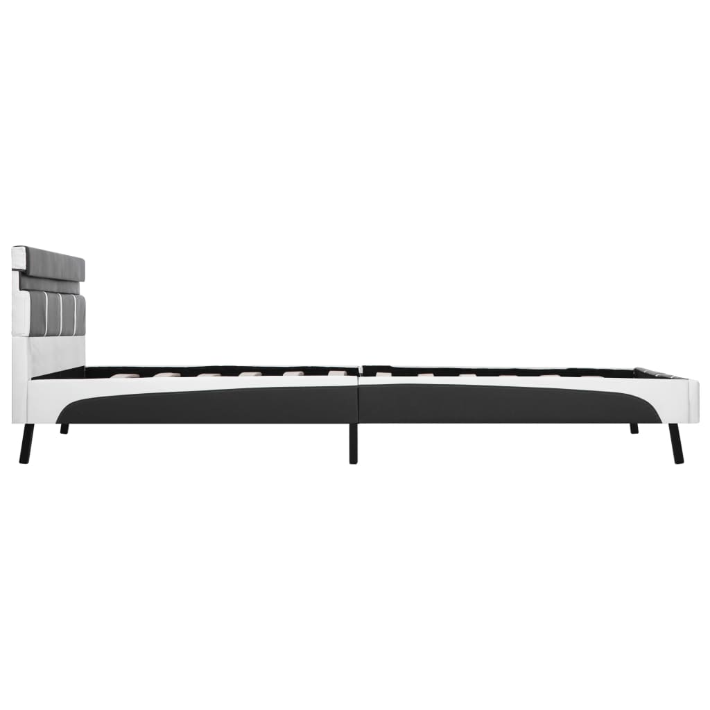 Estrutura de cama c/ LED 120x200 cm couro artificial cinzento