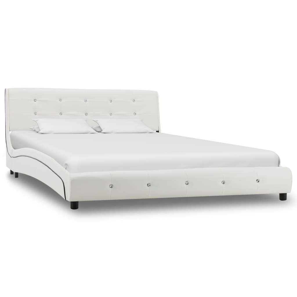 Estrutura de cama 140x200 cm couro artificial branco