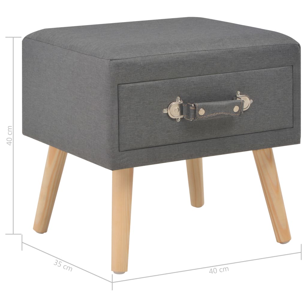 Mesas-de-cabeceira 2 pcs 40x35x40 cm tecido cinzento-escuro