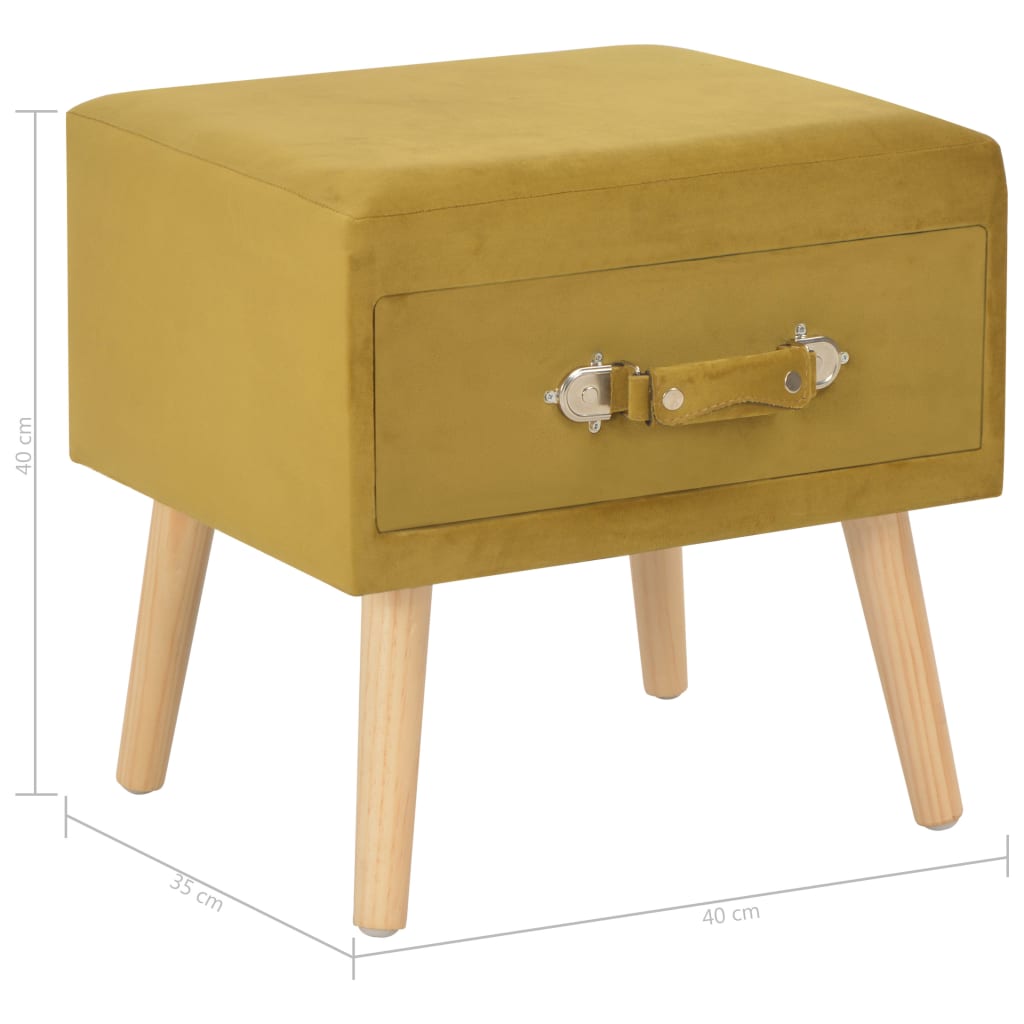 Mesas-de-cabeceira 2 pcs 40x35x40 cm veludo mostarda