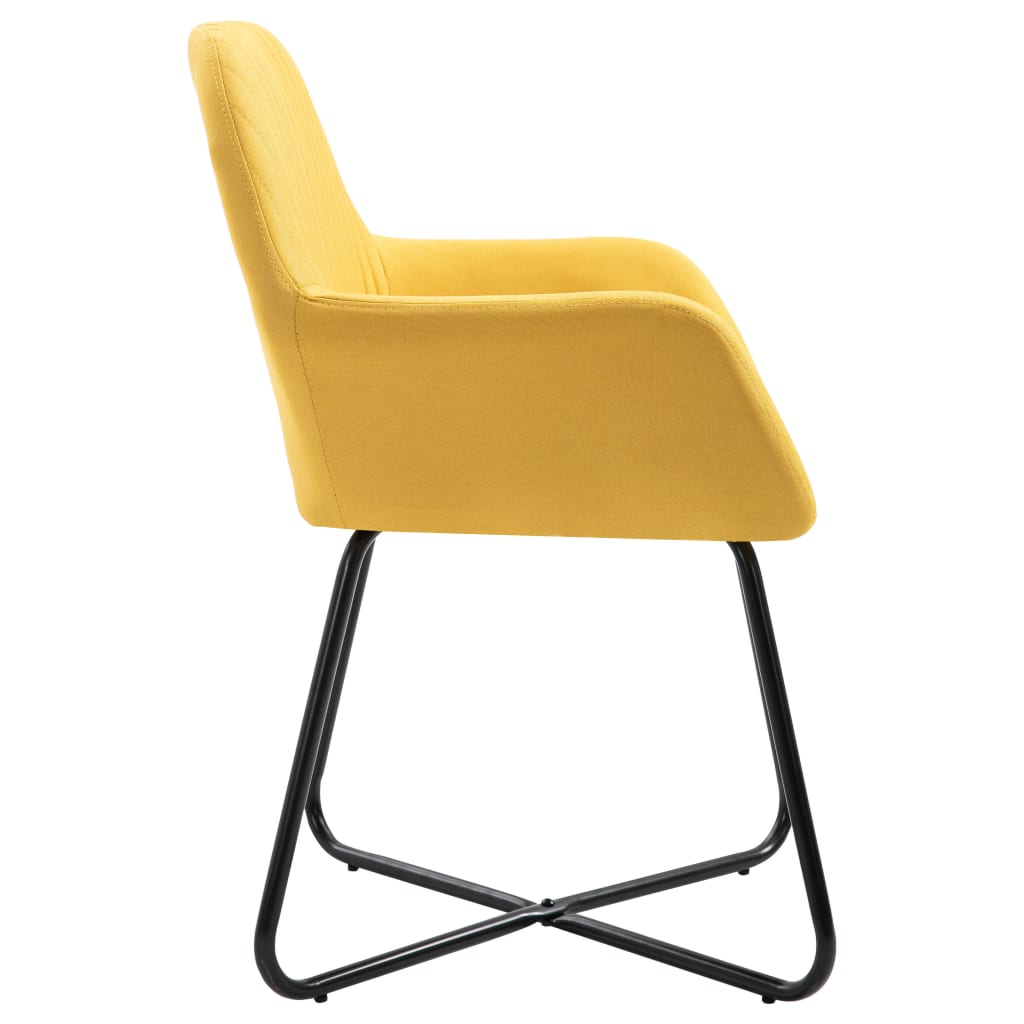 Cadeiras de jantar 2 pcs tecido amarelo