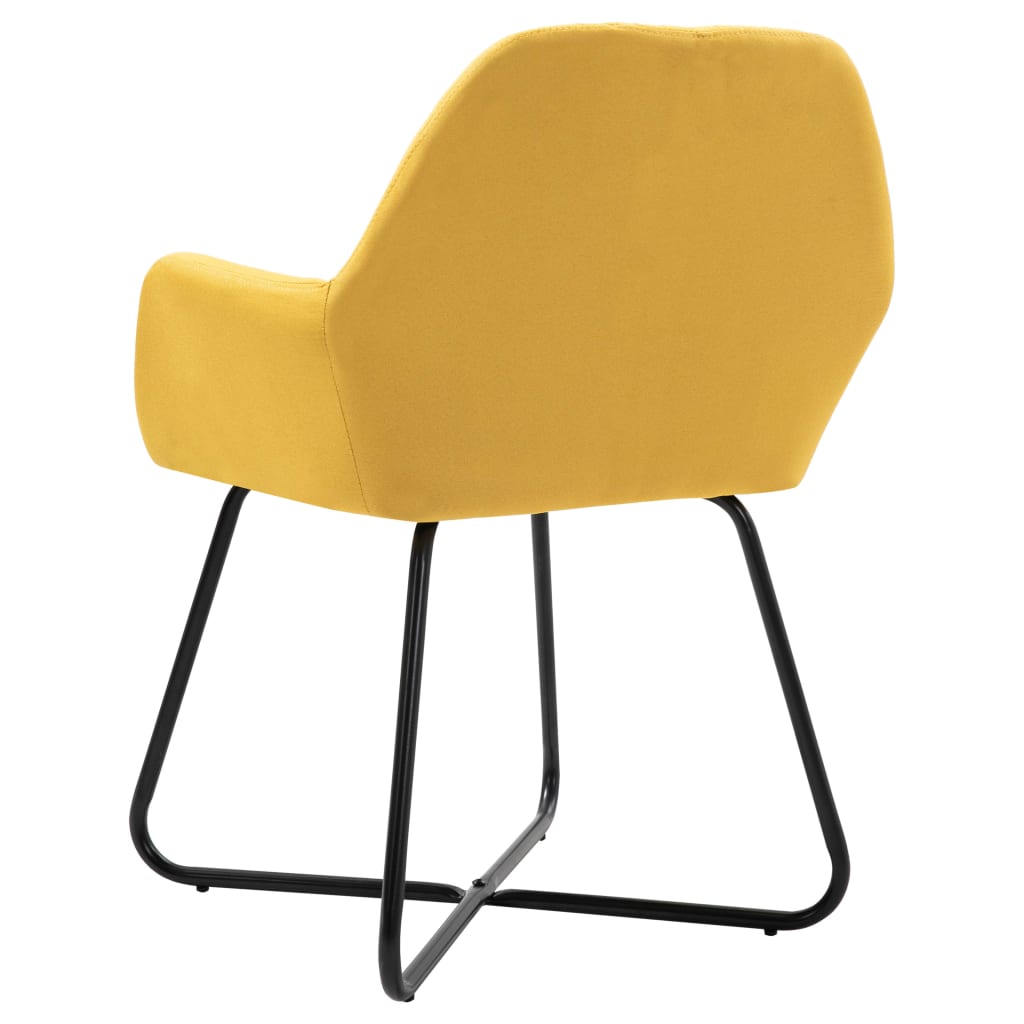 Cadeiras de jantar 2 pcs tecido amarelo