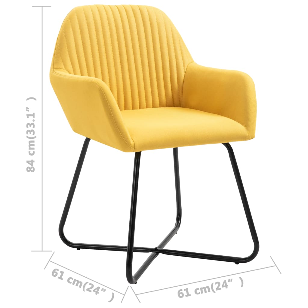 Cadeiras de jantar 2 pcs tecido amarelo