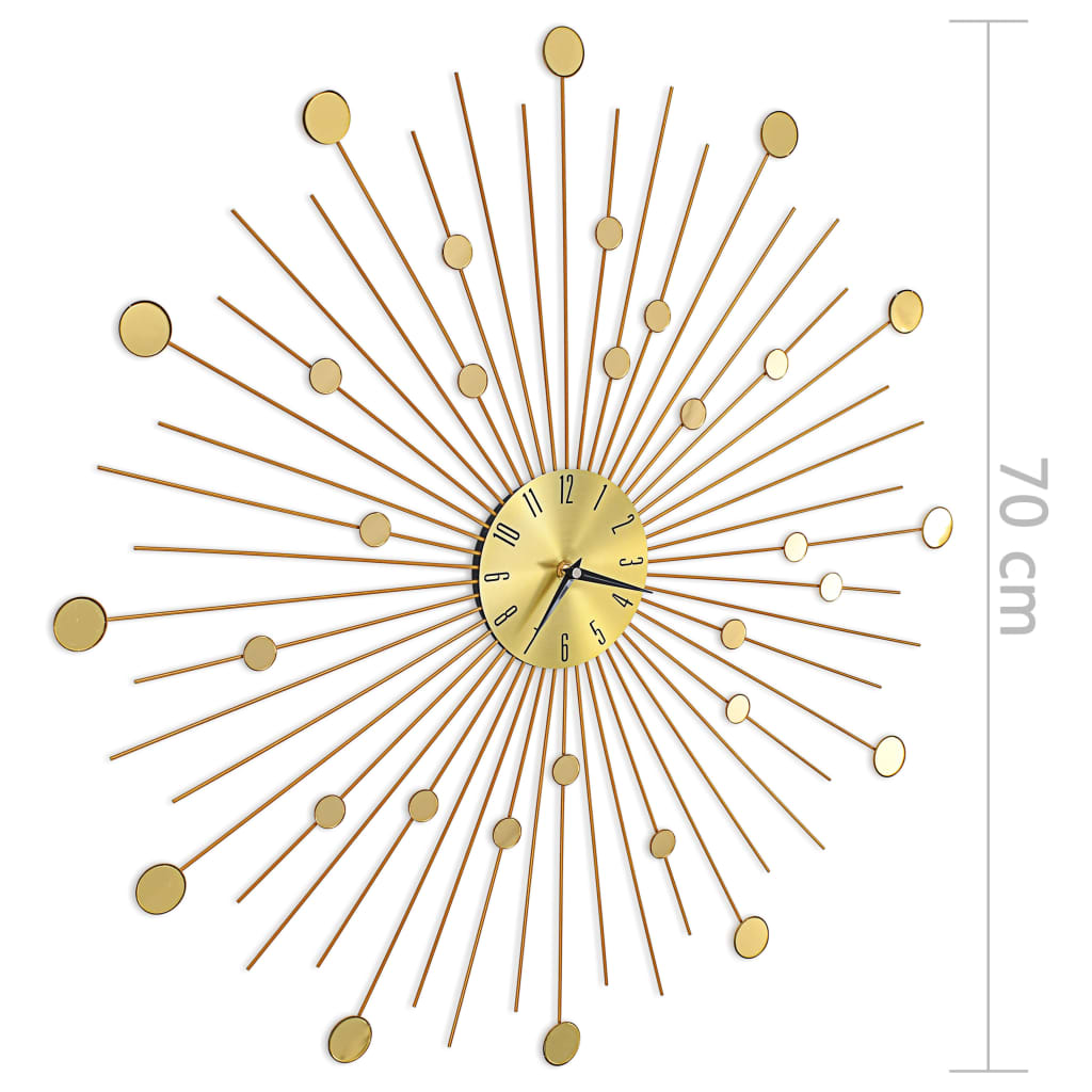 Relógio de parede metal 70 cm dourado