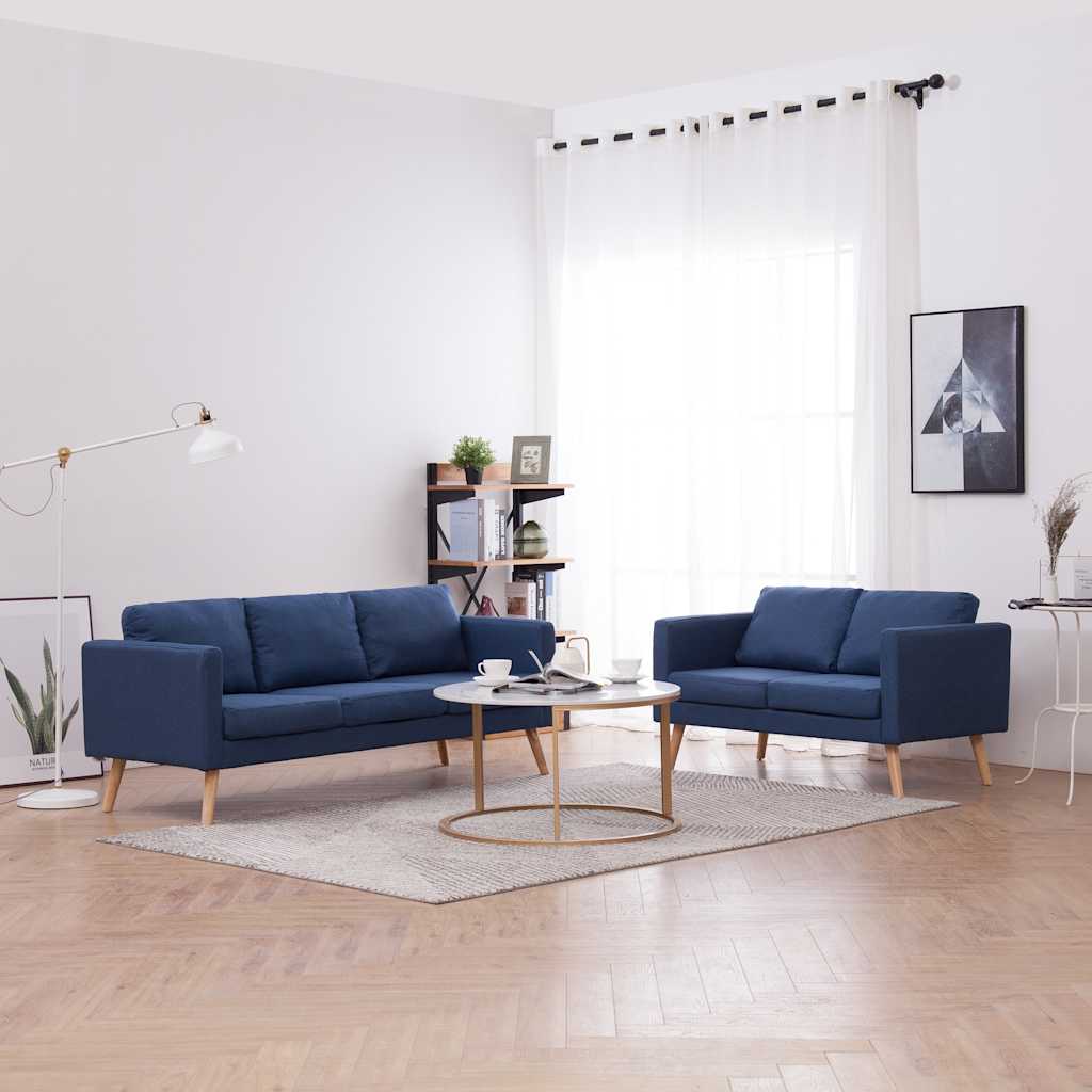 2 pcs conjunto de sofás tecido azul