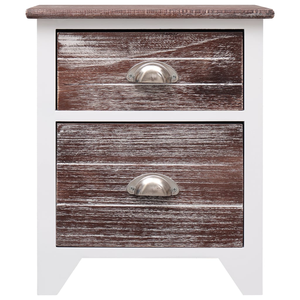 Mesa de cabeceira 38x28x45 cm madeira paulownia castanho/branco