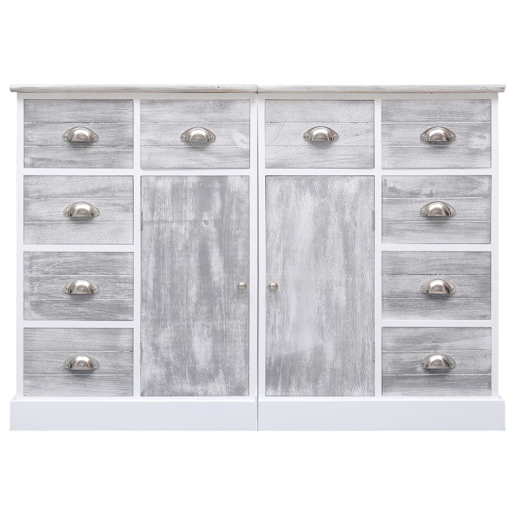 Aparador com 10 gavetas 113x30x79 cm madeira cinzento